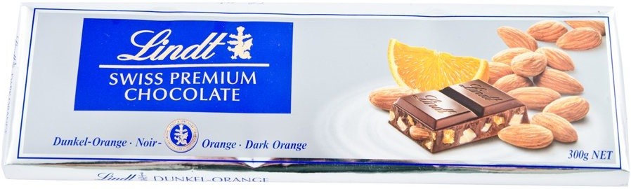 Шоколад Lindt, «Gold» Swiss Premium Chocolate, Dark Chocolate with Orange and Almonds, 300 г