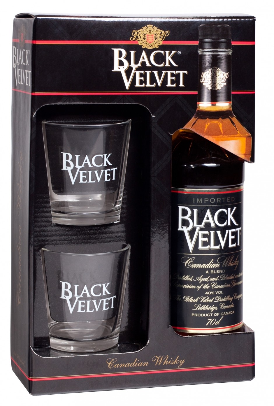 Виски «Black Velvet», gift box with 2 glasses, 0.7 л
