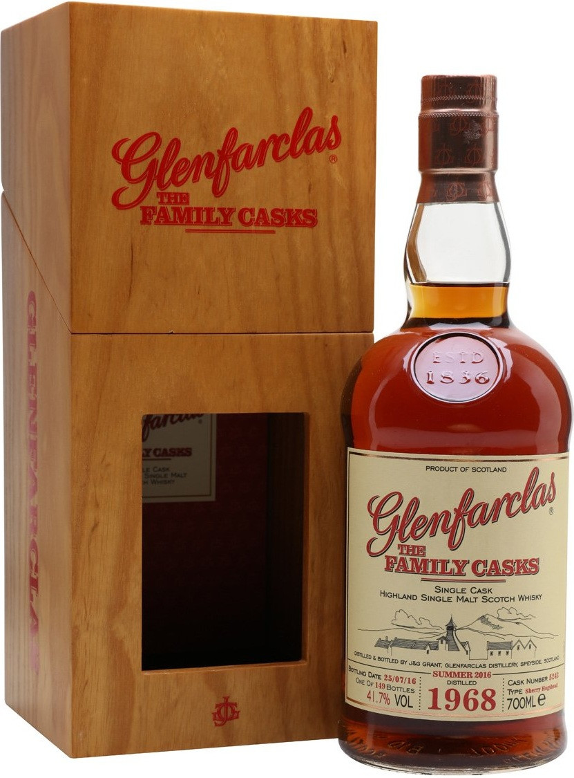 Виски Glenfarclas 1968 «Family Casks» (41,7%), in wooden box, 0.7 л